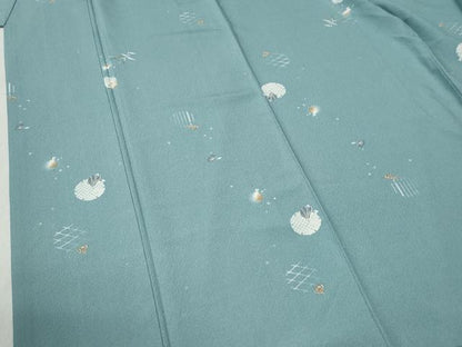 平和屋着物●上質な小紋　兎　雪輪吉祥花文　正絹　逸品　CABB4583yc
