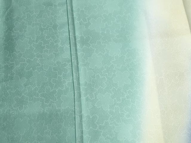 平和屋着物●訪問着　舞桜文　暈し染め　銀通し地　正絹　逸品　CABB4584yc