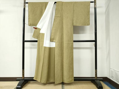 平和屋着物●上質な色無地　辻が花地紋　木蘭色　正絹　逸品　未使用　CABB4585yc