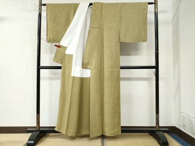 平和屋着物●上質な色無地　辻が花地紋　木蘭色　正絹　逸品　未使用　CABB4585yc