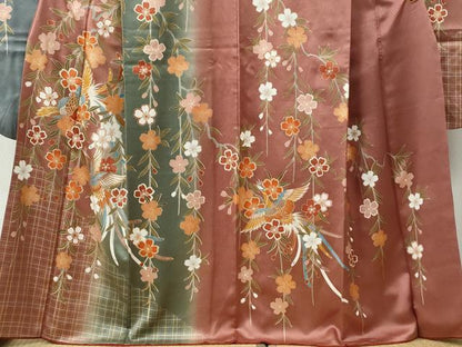 平和屋着物●豪華振袖 鳳凰枝桜文 暈し染め 金彩 正絹 逸品 CABB4587yc