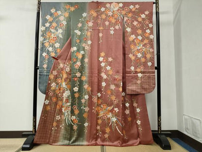 平和屋着物●豪華振袖 鳳凰枝桜文 暈し染め 金彩 正絹 逸品 CABB4587yc