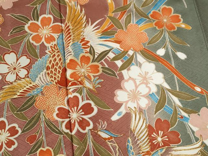 平和屋着物●豪華振袖 鳳凰枝桜文 暈し染め 金彩 正絹 逸品 CABB4587yc