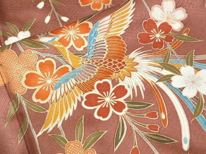 平和屋着物●豪華振袖 鳳凰枝桜文 暈し染め 金彩 正絹 逸品 CABB4587yc