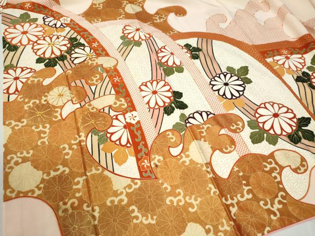 平和屋着物●豪華振袖　作家物　駒刺繍　立波花唐草文　金彩　正絹　逸品　CABB4588yc