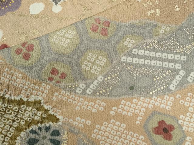 平和屋着物○訪問着 駒刺繍 絞り 道長吉祥草花文 金彩 正絹 逸品