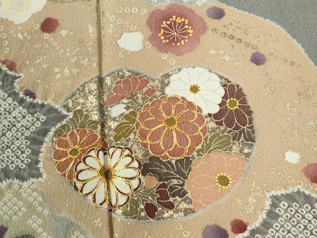 平和屋着物●訪問着　駒刺繍　絞り　道長吉祥草花文　金彩　正絹　逸品　CABB4592yc 平和屋着物○訪問着 駒刺繍 絞り 道長吉祥草花文 金彩 正絹 逸品