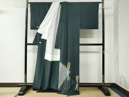 平和屋着物●豪華色留袖 駒刺繍 よろけ縞吉祥文 暈し染め 金彩 正絹 逸品 未使用 CABB4593yc