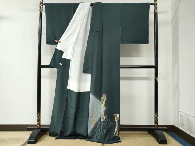 平和屋着物●豪華色留袖 駒刺繍 よろけ縞吉祥文 暈し染め 金彩 正絹 逸品 未使用 CABB4593yc