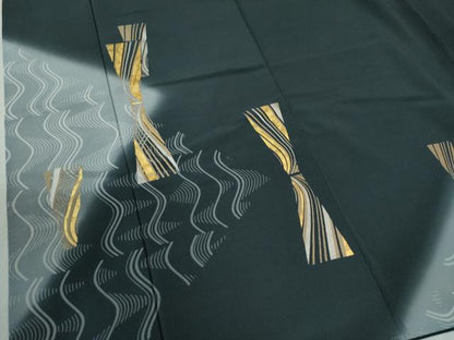 平和屋着物●豪華色留袖 駒刺繍 よろけ縞吉祥文 暈し染め 金彩 正絹 逸品 未使用 CABB4593yc