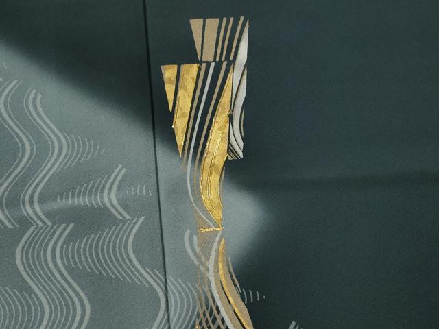 平和屋着物●豪華色留袖 駒刺繍 よろけ縞吉祥文 暈し染め 金彩 正絹 逸品 未使用 CABB4593yc