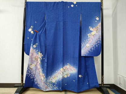 平和屋着物●豪華振袖　舞桜文　ラメ糸　暈し染め　金彩　正絹　逸品　CABB4596yc