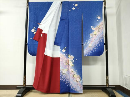 平和屋着物●豪華振袖　舞桜文　ラメ糸　暈し染め　金彩　正絹　逸品　CABB4596yc