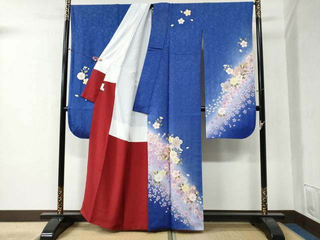 平和屋着物●豪華振袖　舞桜文　ラメ糸　暈し染め　金彩　正絹　逸品　CABB4596yc