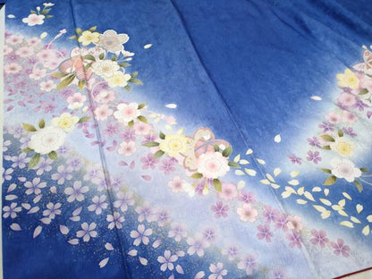 平和屋着物●豪華振袖　舞桜文　ラメ糸　暈し染め　金彩　正絹　逸品　CABB4596yc