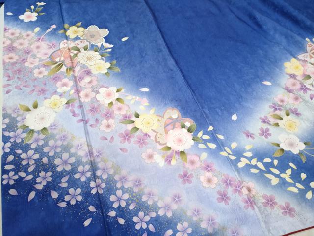 平和屋着物●豪華振袖　舞桜文　ラメ糸　暈し染め　金彩　正絹　逸品　CABB4596yc