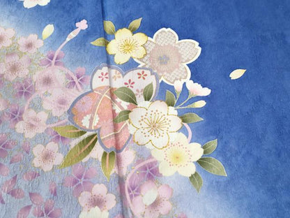 平和屋着物●豪華振袖　舞桜文　ラメ糸　暈し染め　金彩　正絹　逸品　CABB4596yc