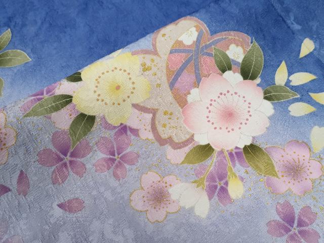 平和屋着物●豪華振袖　舞桜文　ラメ糸　暈し染め　金彩　正絹　逸品　CABB4596yc
