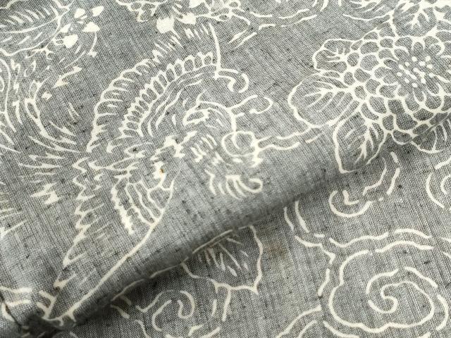 平和屋着物●上質な小紋 紬地 鳳凰桐花唐草文 ロング丈 正絹 逸品 CABB4598yc