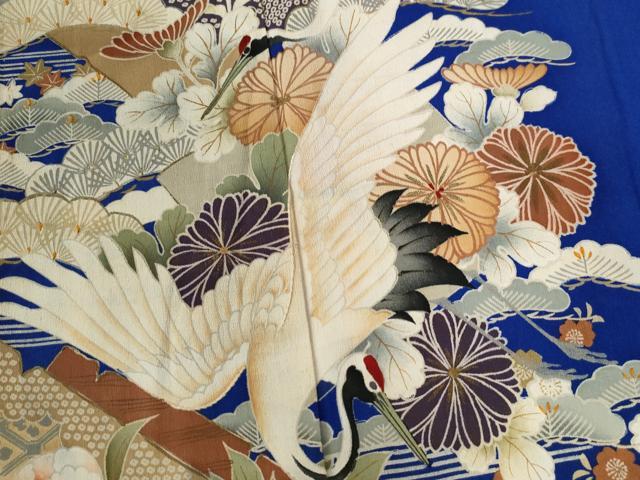 平和屋着物○アンティーク 大正ロマン 色留袖 飛鶴浜松花文 暈し