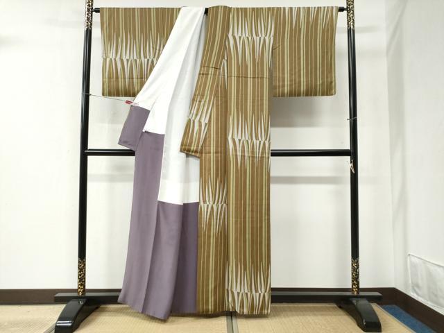 平和屋着物●上質な小紋 変わり縞 正絹 逸品 CABB4604yc