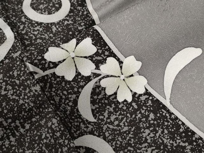 平和屋着物●ろう彩工芸　奥村一心　小紋　花唐草文　たたき染め　正絹　逸品　CABB4605yc