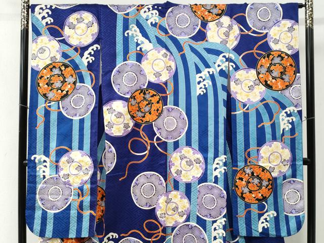 平和屋着物●豪華振袖　駒刺繍　立波吉祥文花丸文　金彩　正絹　逸品　CABB4606yc