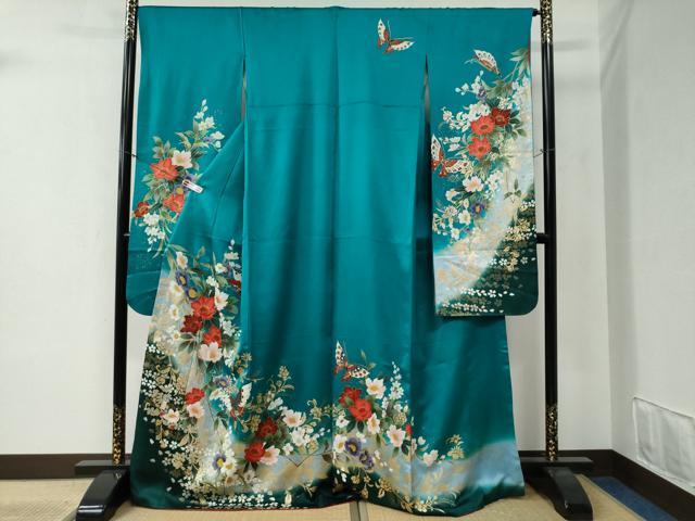 平和屋着物●豪華振袖 花蝶文 暈し染め 金銀彩 正絹 逸品 CABB4613yc