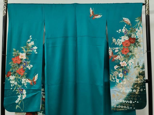 平和屋着物●豪華振袖 花蝶文 暈し染め 金銀彩 正絹 逸品 CABB4613yc