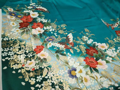 平和屋着物●豪華振袖 花蝶文 暈し染め 金銀彩 正絹 逸品 CABB4613yc