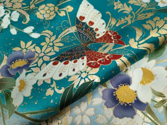 平和屋着物●豪華振袖 花蝶文 暈し染め 金銀彩 正絹 逸品 CABB4613yc