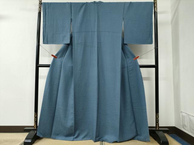 平和屋着物●上質な色無地 花唐草地紋 藍鼠色 正絹 逸品 未使用 CABB4616yc