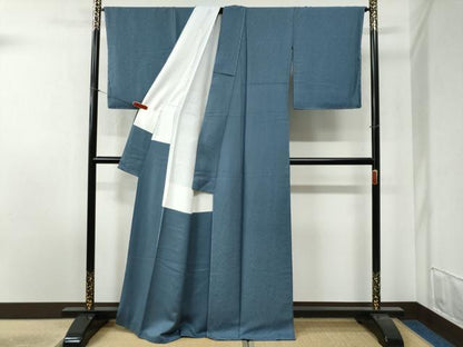 平和屋着物●上質な色無地 花唐草地紋 藍鼠色 正絹 逸品 未使用 CABB4616yc