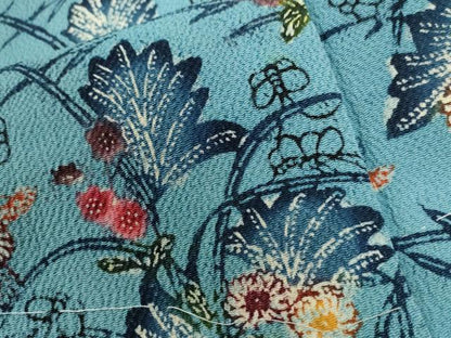 平和屋着物●上質な小紋 紅型 花蝶文 鬼しぼ縮緬 正絹 逸品 CABB4619yc