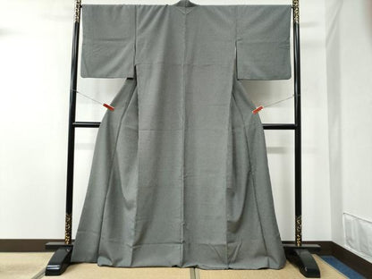平和屋着物●江戸小紋 角通し 黒地 洗える着物 CABB4623yc