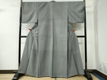 平和屋着物●江戸小紋 万筋 黒色×白鼠色 洗える着物 CABB4624yc