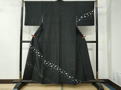 平和屋着物●赤城紬 訪問着 絞り 干支 黒地 正絹 逸品 CABB4625yc