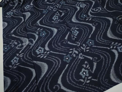 平和屋着物●久留米絣 単衣 立波草花文 綿 逸品 CABB4627yc