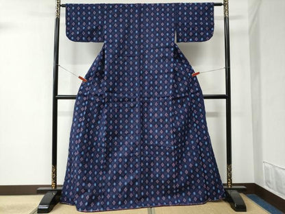 平和屋着物●久留米絣　吉祥文　綿　逸品　未使用　CABB4629yc
