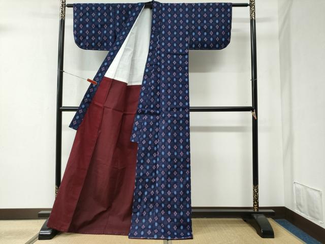 平和屋着物●久留米絣　吉祥文　綿　逸品　未使用　CABB4629yc