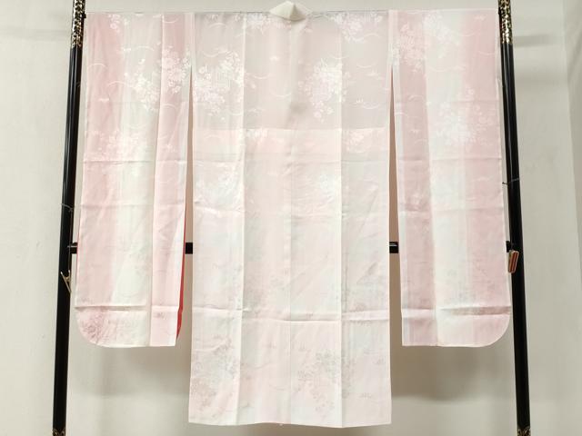 平和屋着物●振袖用長襦袢　無双仕立て　貝桶草花地紋　暈し染め　やまと誂製　正絹　逸品　未使用　CABB4636yc