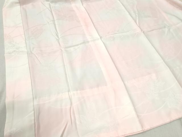平和屋着物●振袖用長襦袢　無双仕立て　芝草雪輪花蝶地紋　暈し染め　正絹　逸品　未使用　CABB4638yc