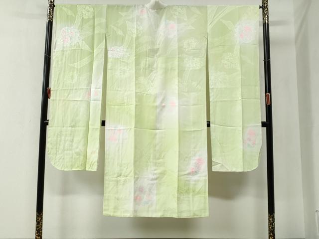 平和屋着物●振袖用長襦袢　無双仕立て　鬘帯牡丹花地紋　暈し染め　正絹　逸品　CABB4643yc