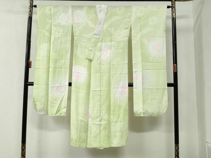 平和屋着物●振袖用長襦袢　無双仕立て　鬘帯牡丹花地紋　暈し染め　正絹　逸品　CABB4643yc