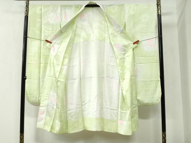 平和屋着物●振袖用長襦袢　無双仕立て　鬘帯牡丹花地紋　暈し染め　正絹　逸品　CABB4643yc
