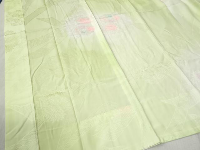 平和屋着物●振袖用長襦袢　無双仕立て　鬘帯牡丹花地紋　暈し染め　正絹　逸品　CABB4643yc
