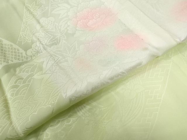 平和屋着物●振袖用長襦袢　無双仕立て　鬘帯牡丹花地紋　暈し染め　正絹　逸品　CABB4643yc