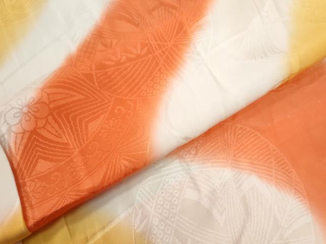 平和屋着物●振袖用長襦袢　無双仕立て　毬花唐草地紋　暈し染め　半衿刺繍　正絹　逸品　CABB4644yc