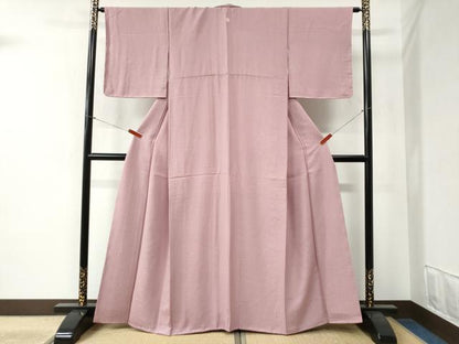 平和屋着物●上質な色無地 文字地紋 石竹色 正絹 逸品 未使用 CABB4645yc