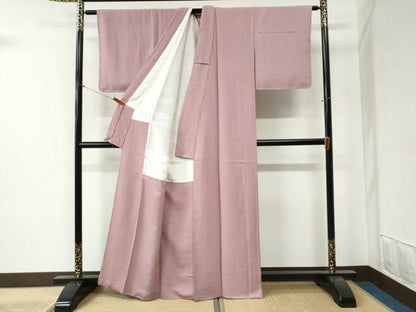 平和屋着物●上質な色無地 文字地紋 石竹色 正絹 逸品 未使用 CABB4645yc